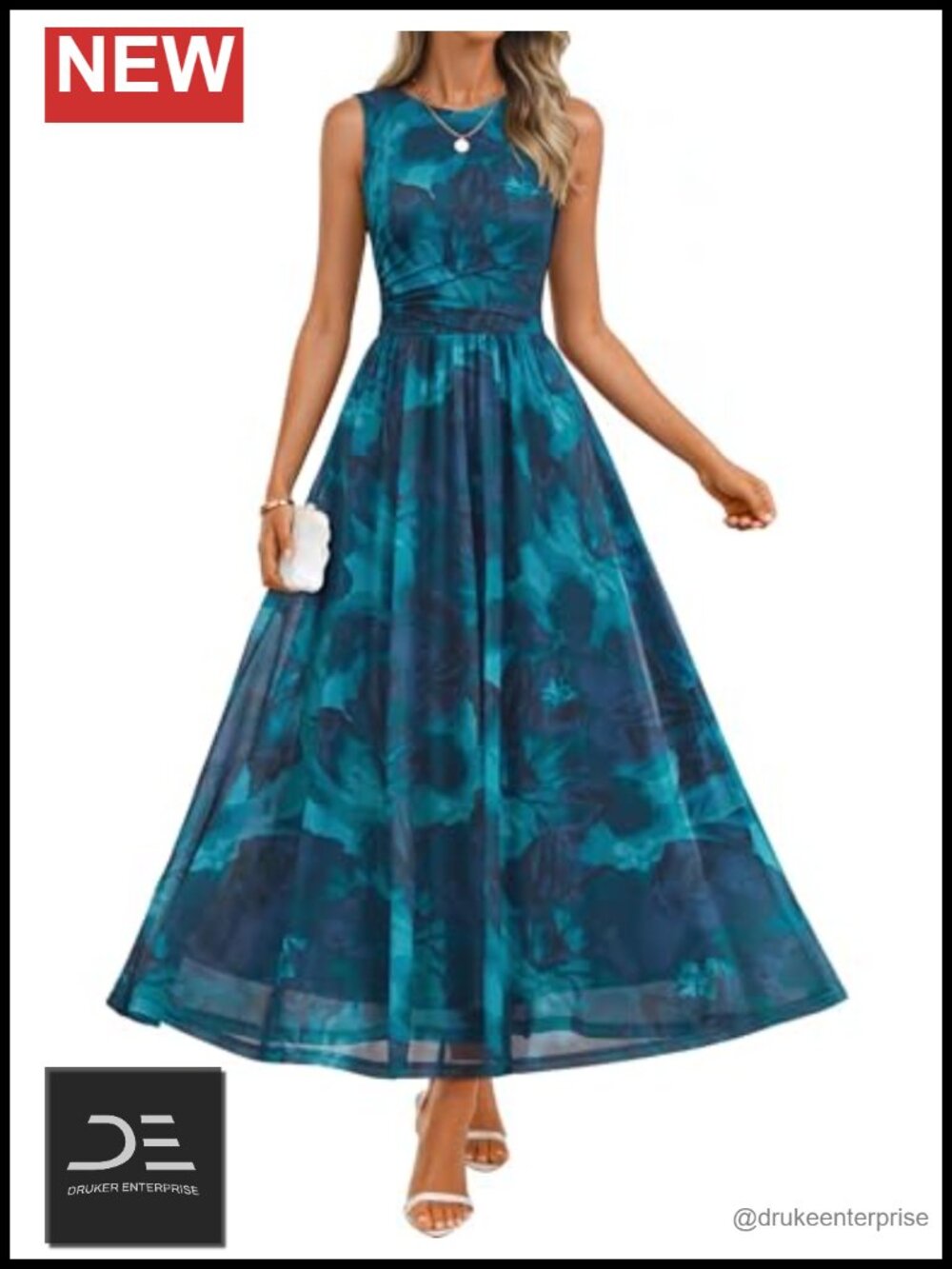 Women's Summer Sleeveless Floral Maxi Dress Wedding Guest